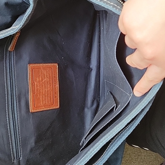 Coach Navy Canvas Messenger Bag - Picture 8 of 12